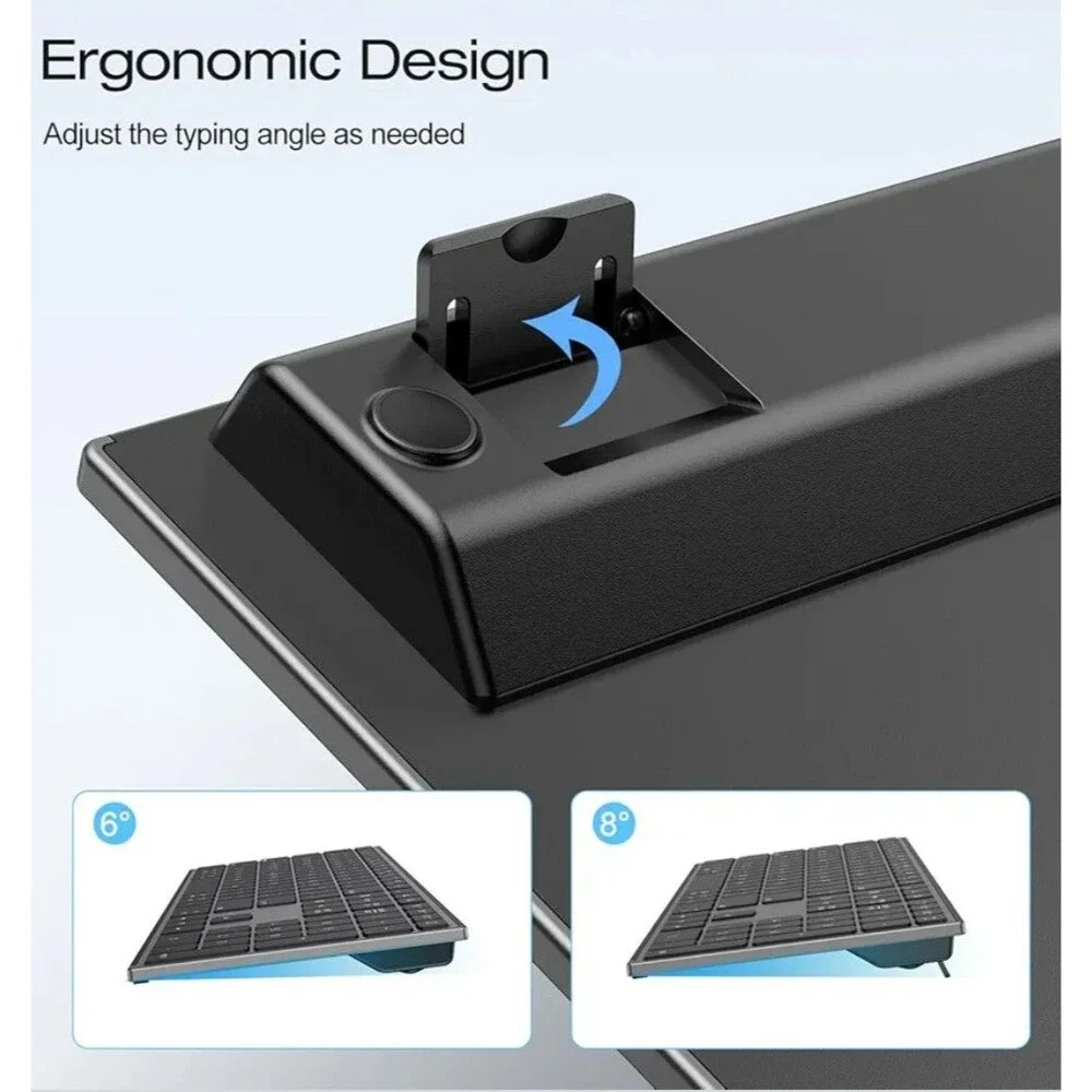 Wireless Keyboard for Mac Gray Forged Metal Frame 2.4G Dual Bluetooth Ultra Thin